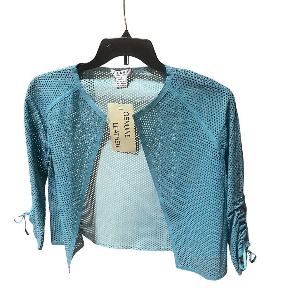 J’ENVIE New York Blue Genuine Leather Perforated Jacket size-small NWT